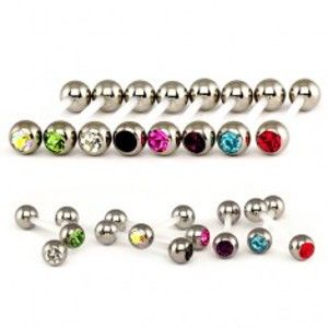 Šperky eshop - Piercing do jazyka z ocele - flexi tyčka, vsadený zirkón N17.9/N17.11 - Farba zirkónu: Ružová - P