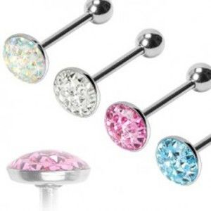 Šperky eshop - Piercing do jazyka zirkónová kupola I8.14/17 - Farba piercing: Aqua