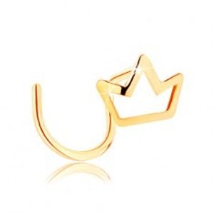 Šperky eshop - Piercing do nosa v žltom 14K zlate - kontúra malej ligotavej korunky GG143.06
