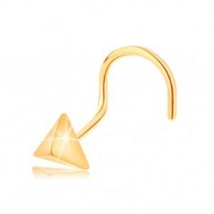 Šperky eshop - Piercing do nosa v žltom 14K zlate - malý lesklý ihlan, zahnutý GG143.01