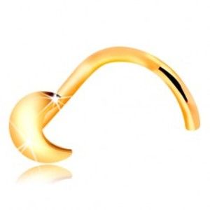 Šperky eshop - Piercing do nosa v žltom zlate 585 s kosáčikom mesiaca, zahnutý tvar GG207.09