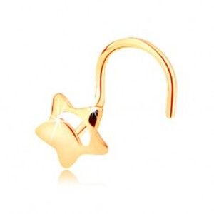 Šperky eshop - Piercing do nosa zo žltého 14K zlata - päťcípa hviezdička s výrezom GG143.08