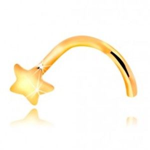Šperky eshop - Piercing do nosa zo žltého 14K zlata - zahnutý, malá hviezdička GG207.06