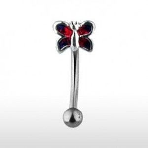 Šperky eshop - Piercing do obočia - červený motýlik N29.27
