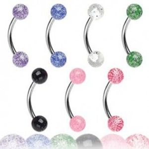Šperky eshop - Piercing do obočia - číre guličky s trblietkami SP08.10/17 - Farba piercing: Zelená
