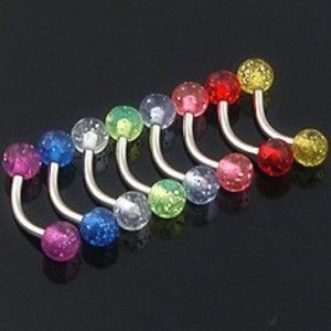 Šperky eshop - Piercing do obočia - farebné glitrové guličky N30.7 - Farba piercing: Neónová zelená