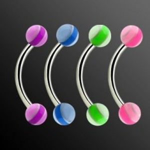 Šperky eshop - Piercing do obočia - pastelové pruhy N21.25 - Farba piercing: Ružová