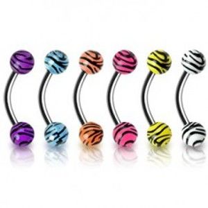 Šperky eshop - Piercing do obočia - tigrovaný vzor N24.21 - Farba piercing: Ružová