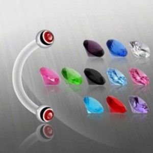 Šperky eshop - Piercing do obočia guličky, zirkón N11.11 - Farba zirkónu: Červená - R