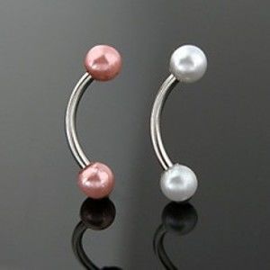 Šperky eshop - Piercing do obočia s perleťovou guličkou C15.20 - Veľkosť hlavičky: 3 mm, Farba zirkónu: Biela - W