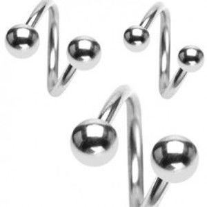 Šperky eshop - Piercing do obočia z ocele 316L, špirála s guličkami PC03.06/10 - Rozmer: 8 mm x 3 mm