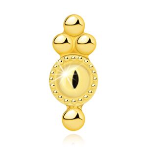 Piercing do pery a brady zo žltého zlata 585 - kruh s ozdobným lemom, guličky
