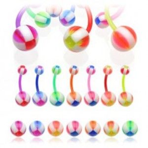Šperky eshop - Piercing do pupka Multicolor Balla N7.1 - Farba piercing: Červená
