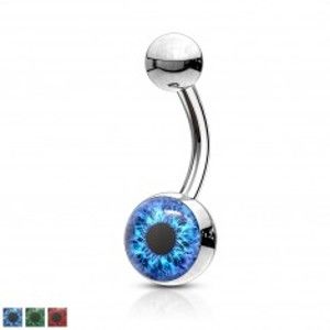 Šperky eshop - Piercing do pupka z chirurgickej ocele - farebná dúhovka, okrúhla zrenica W19.20/22 - Farba piercing: Modrá