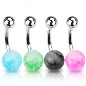 Šperky eshop - Piercing do pupka z ocele 316L - mramorová guľôčka Y11.2 - Farba: Ružová