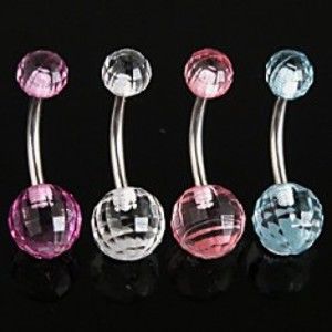 Šperky eshop - Piercing do pupku - Disco Ball N31.19 - Farba piercing: Ružová