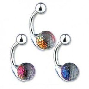 Šperky eshop - Piercing do pupku - krištáľová guľa, farebný odlesk Y9.10/12 - Farba: Fialová
