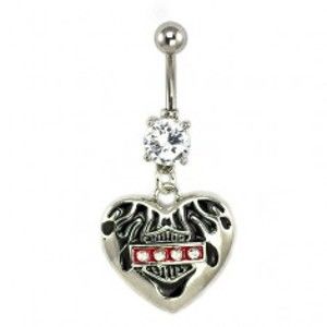 Šperky eshop - Piercing do pupku Harley srdce so zirkónmi I10.10
