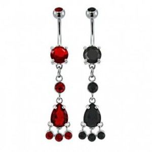 Šperky eshop - Piercing do pupku slzička so zirkónmi E15.2 - Farba zirkónu: Červená - R