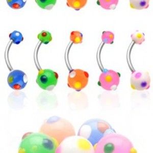 Šperky eshop - Piercing do pupku viacfarebné bodky N24.3 - Farba piercing: Ružová