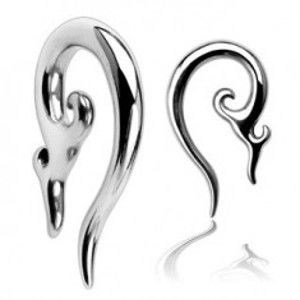 Šperky eshop - Piercing do ucha polosrdce s azijským ornamentom C4.6 - Hrúbka piercingu: 2,4 mm