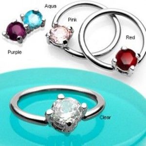 Šperky eshop - Piercing krúžok so štvorcovým zirkónom C15.1 - Farba zirkónu: Číra - C