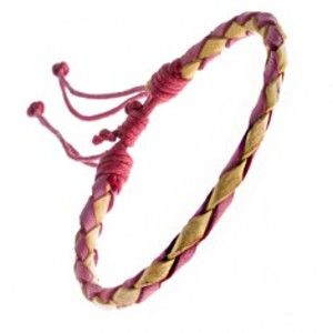 Šperky eshop - Pletený náramok z kože - červeno-žltý pletenec, šnúrky Z12.10