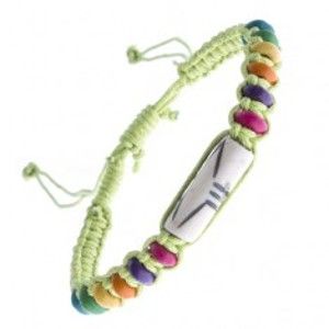 Šperky eshop - Pletený náramok z motúzikov - zelený, lentilkové koráliky Z13.18