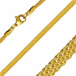 Šperky eshop - Plochá oceľová retiazka zlatej farby, vzor sieťoviny S57.28