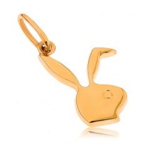 Šperky eshop - Plochý prívesok zo žltého 9K zlata - hlava zajačika Playboy GG45.05