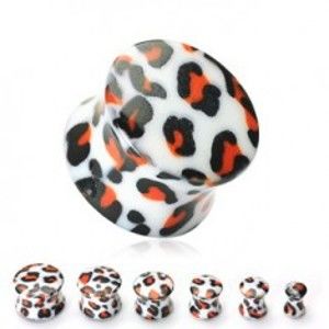 Šperky eshop - Plug do ucha biely, vzor leopard N27.5 - Hrúbka: 12 mm