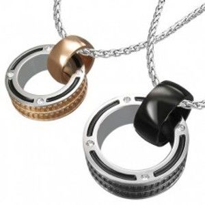 Šperky eshop - Prívesky pre dvojicu - prstence so zirkónom a okrajovou textúrou Z46.08