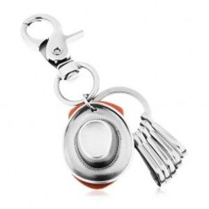 Šperky eshop - Prívesok na kľúče s lesklým patinovaným povrchom a kovbojským klobúkom Z37.3