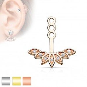 Šperky eshop - Prívesok na puzetovú náušnicu alebo piercing, oblúk z lístočkov a zirkónov W01.18/20 - Farba: Zlatá