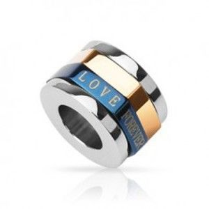 Šperky eshop - Prívesok pre zamilovaných - trojfarebný prstenec, LOVE FOREVER R1.19
