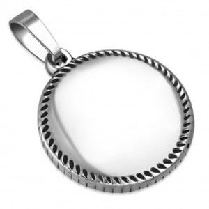 Šperky eshop - Prívesok striebornej farby z ocele - krúžok s drobnými slzičkami po obvode S08.18
