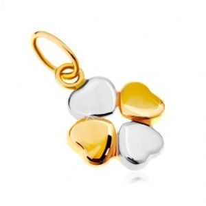 Šperky eshop - Prívesok v kombinovanom 14K zlate - dvojfarebný štvorlístok pre šťastie GG18.17