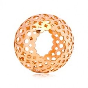 Šperky eshop - Prívesok v ružovom 14K zlate - dutý valček s vyrezávanými oválmi a kruhmi GG18.38