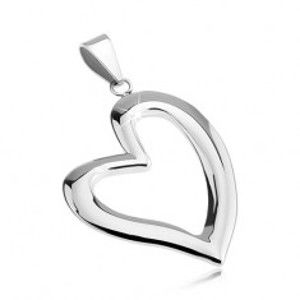 Šperky eshop - Prívesok z chirurgickej ocele - asymetrická línia srdca Y20.4