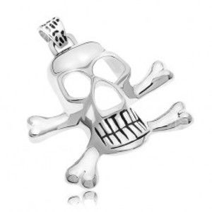 Šperky eshop - Prívesok z chirurgickej ocele - pirátska lebka, strieborná farba Z46.17