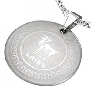 Šperky eshop - Prívesok z chirurgickej ocele - znamenie zverokruhu BARAN v kruhu W23.04