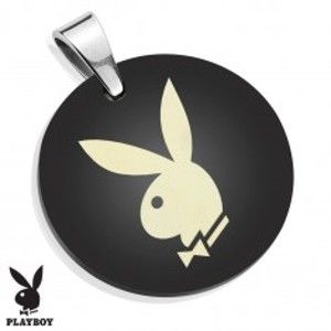Šperky eshop - Prívesok z chirurgickej ocele, lesklý čierny kruh s Playboy zajačikom AC19.29