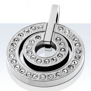 Šperky eshop - Prívesok z chirurgickej ocele, malý a veľký kruh so zirkónmi AA07.26