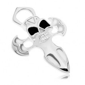 Šperky eshop - Prívesok z chirurgickej ocele striebornej farby, lebka na kríži Z47.01