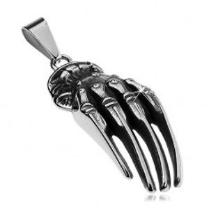 Šperky eshop - Prívesok z chirurgickej ocele striebornej farby, patinovaná ruka kostlivca Z23.18