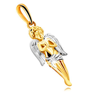 Prívesok z kombinovaného 585 zlata - modliaci sa anjel s krídlami