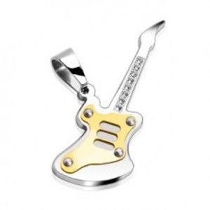 Šperky eshop - Prívesok z ocele - gitara so zirkónmi G3.19