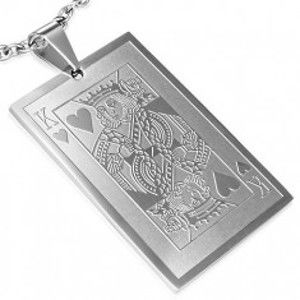Šperky eshop - Prívesok z ocele - hracia karta srdcový kráľ S20.24