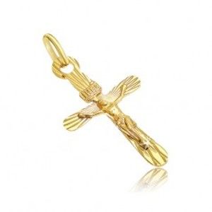 Šperky eshop - Prívesok zo 14K zlata - oválny kríž s vystúpeným Kristom GG07.02