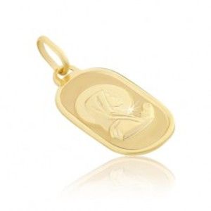 Šperky eshop - Prívesok zo zlata 14K - modliaca sa Madona na oválnej známke GG01.10